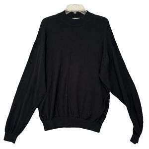 Pronto Uomo Pullover Men Black Silk Cotton Mock Neck Size L Old money Staple